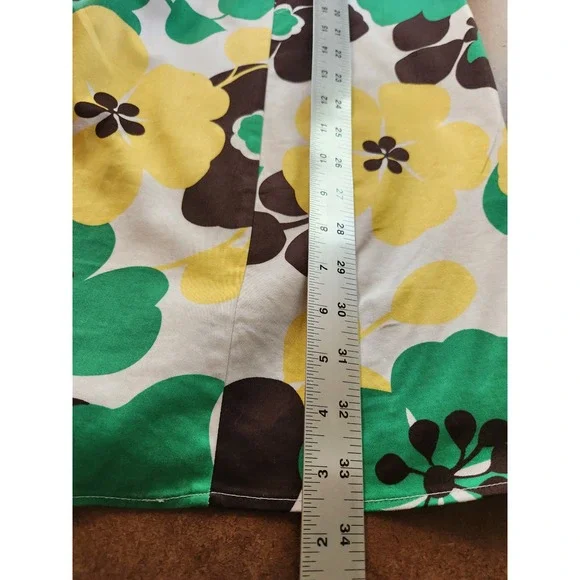 B. Smart Dress 12 Floral Print Strapless A-Line Knee Length Green Yellow Brown‎ - Picture 14 of 14